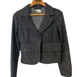 Franco Mirabelli Denim Blazer Jacket Dark Wash Tailored Made in Canada